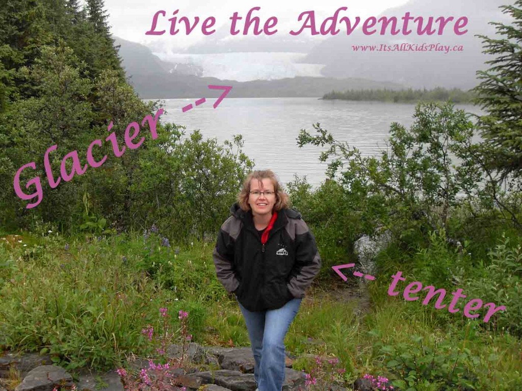 Live the Adventure: a tenter at the base of a glacier in Alaska.