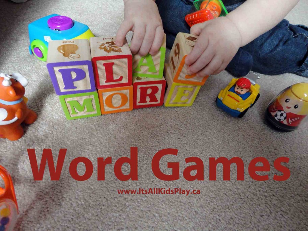 Picture of Child Playing with Letter Blocks for Kids Word Games